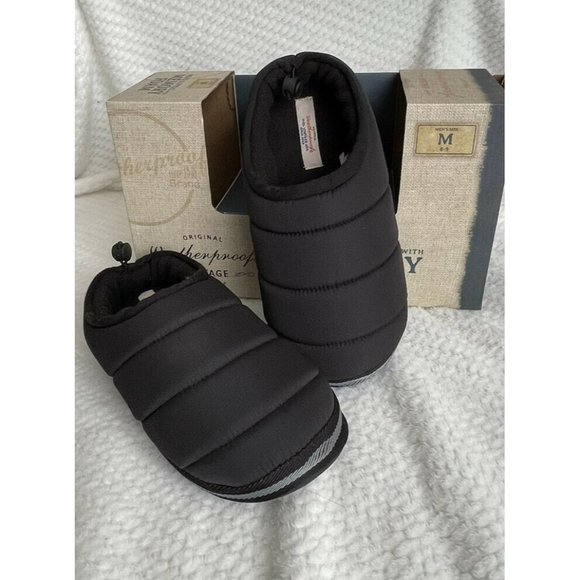 Men’s Size M 8-9 Weatherproof Nylon Puffer Slippers Collapsible Back,Black main image 7